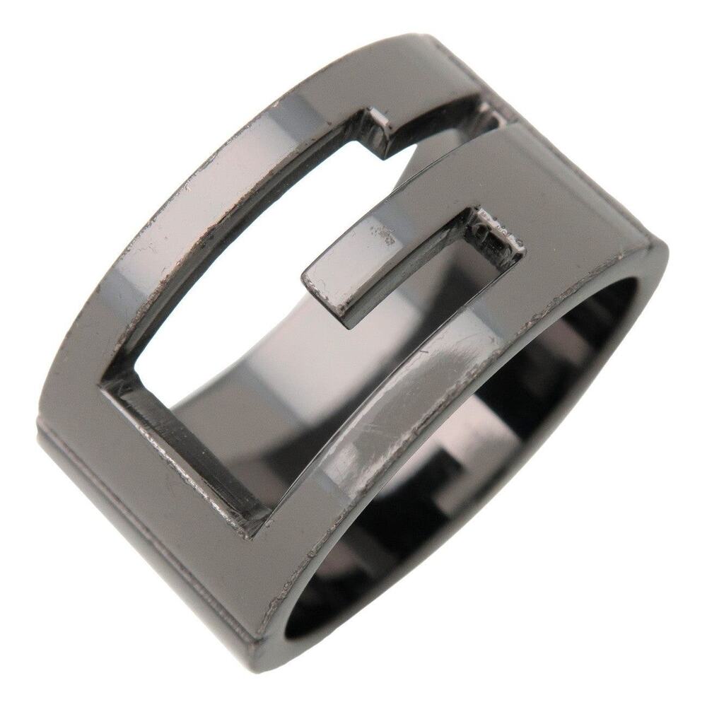 Gucci G-Outcut Sterling Silver Ring Black US8.5